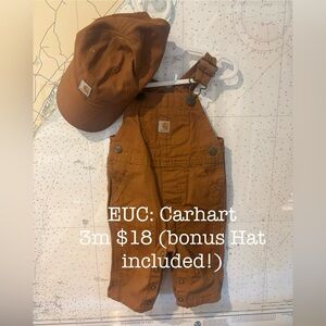 Carhartt Tan Overalls with bonus Hat! Worn once